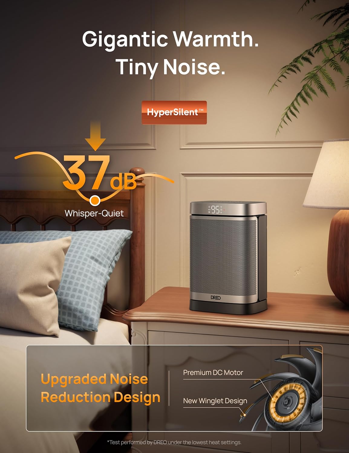 Draagbare Atom Een Ruimteverwarmer met Afstandbeheer, 70°Ossillerend met Digitale Termostaat, 1500W PTC Keramiek, 12h Tydhouer, Stil Veiligheidsverhitting - Silwer