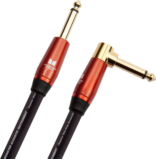 Monster Prolink Akoestiese Instrumentkabel. 12 vt Kitaarkabel. Regte Hoek na Reguit Kabel met Uitstekende Leweringspoed. Ryk & Skoon Klankkoord Instrumentkabel.