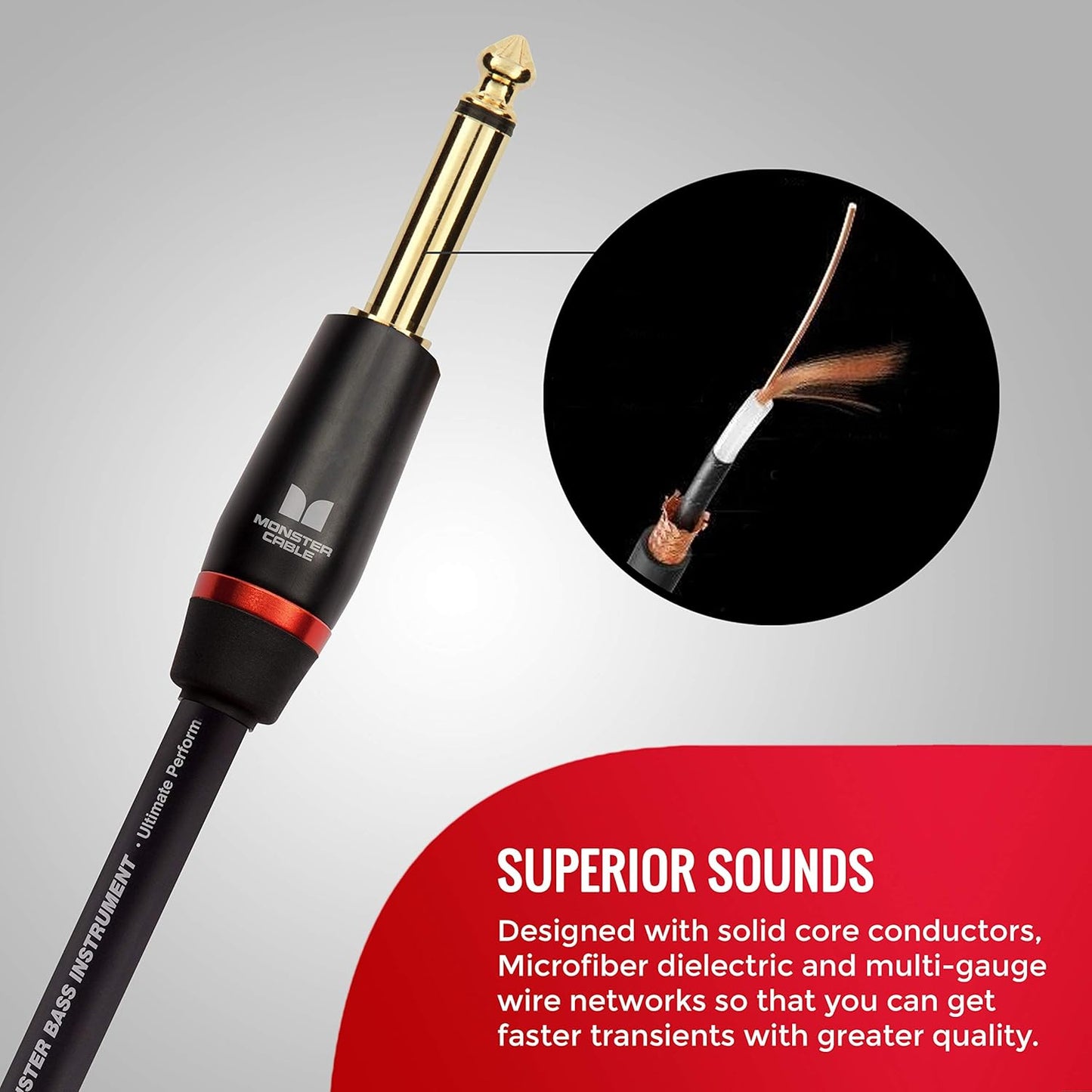 Monster Prolink Bass Instrument Cable. 12 ft Guitar Cable. Straight to Straight Bass Guitar Cable. 95% Copper Braided Shield Cable Bass Guitar. Bass Guitar Cable.