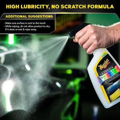 Meguiar's Ultimate Waterless Wash & Wax, Krasvrye Skoonmaaksproei 2-in-1 Detailer vir Glans (26 Oz)