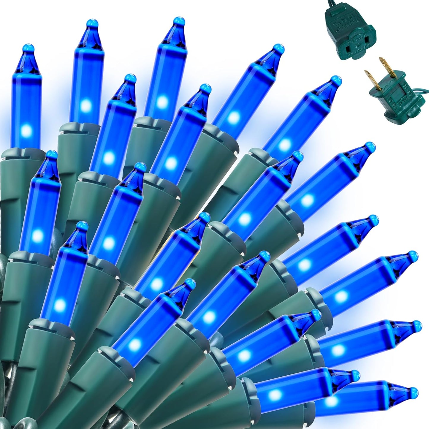 Blue Christmas String Lights,100 CT/  22.3FT Fairy Tree Lights Plug Decorations - Green Wire