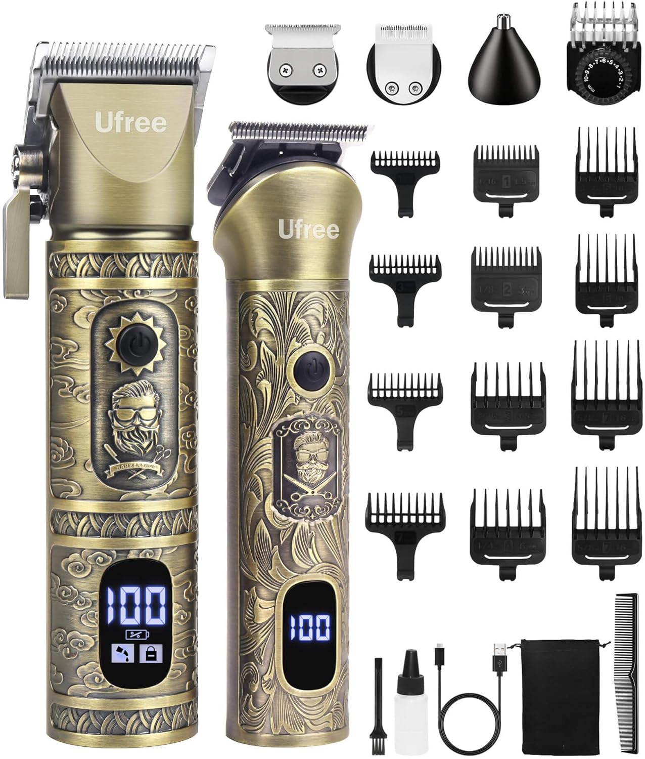 Hair Clippers for Men Professional with Beard Trimmer, Barber Clippers and Trimmers Set, Electric Razor Shavers for Men, Cordless Mens Grooming Kit for Nose, Face, Hair, Gifts