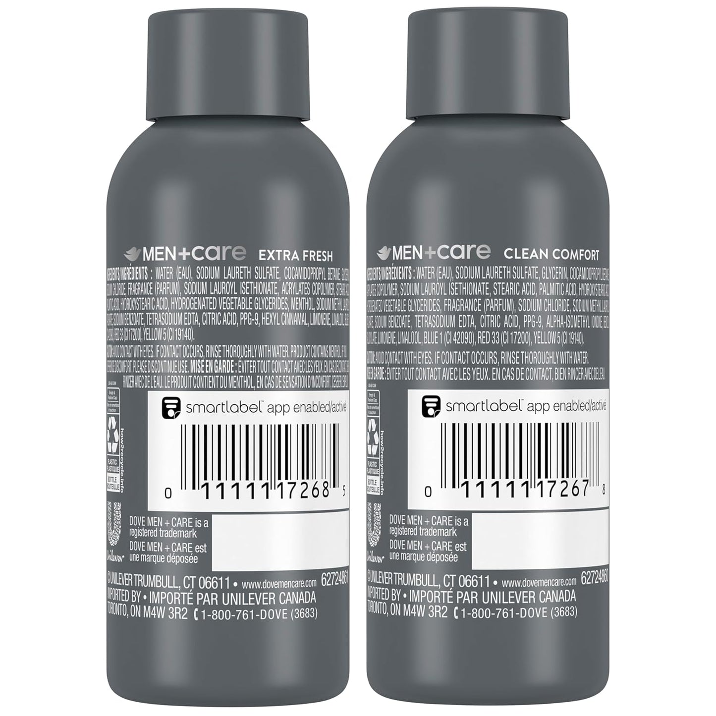 Dove Men+Care Body & Face Wash Variety  Extra Fresh + Clean Comfort, Travel Essentials, 3 Oz (Pack of 2)