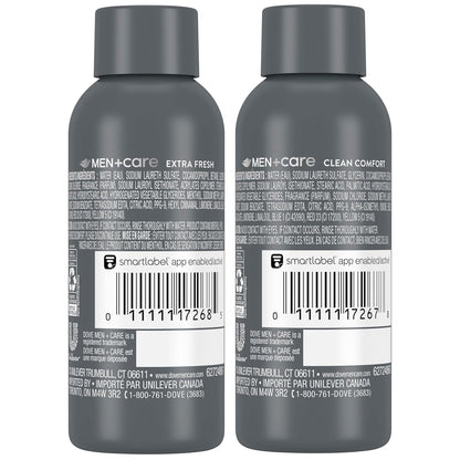 Dove Men+Care Body & Face Wash Variety  Extra Fresh + Clean Comfort, Travel Essentials, 3 Oz (Pack of 2)