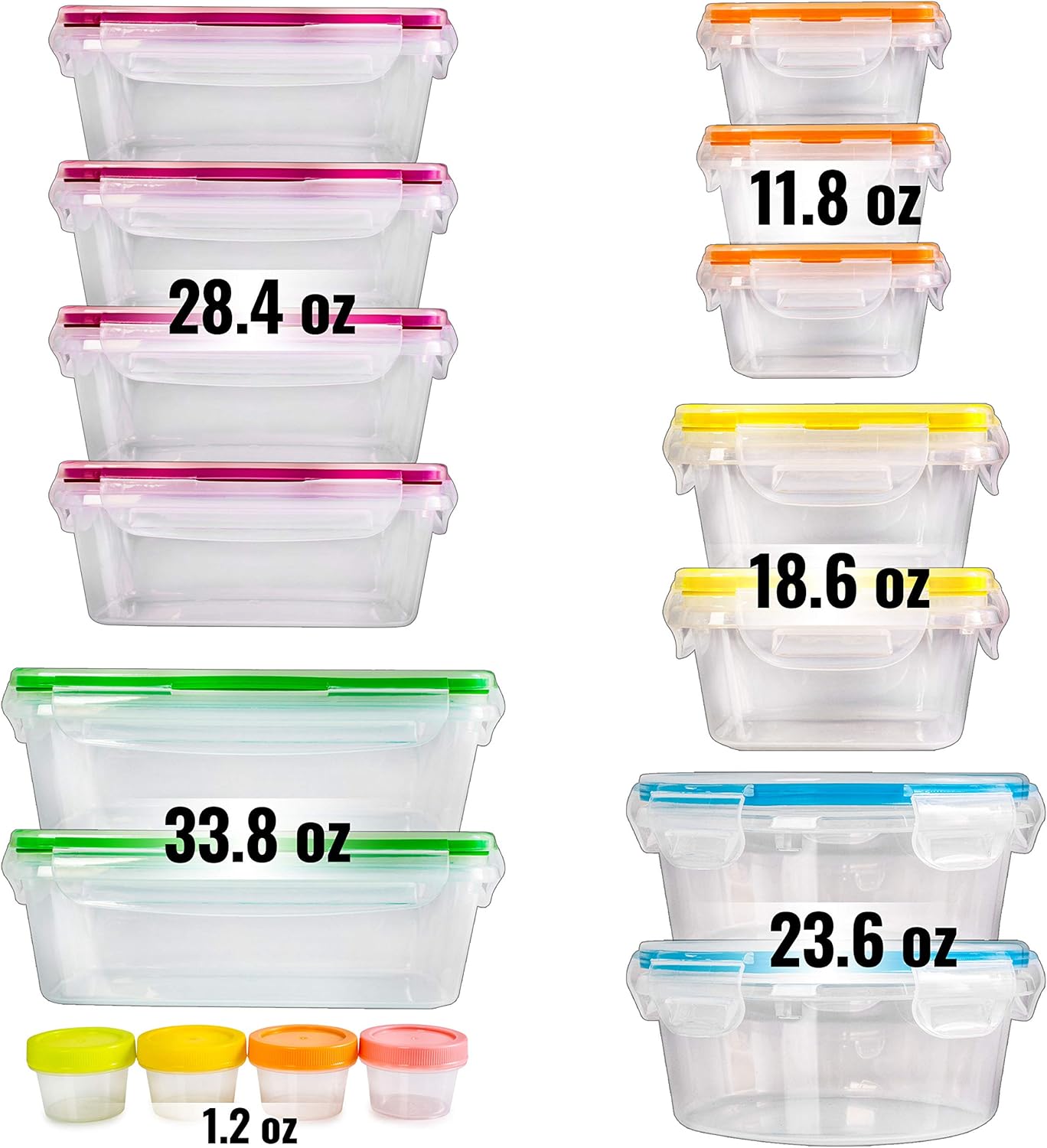 Fullstar 34-Stuk Plastiek Voedselbergingshouers met Dekels (17 Houers & 17 Dekels) - Lekvry, BPA-vry, Maaltydvoorbereidinghouers, Herbruikbare Middagetebergingsstel vir Kombuisorganisasie (Pak van 34)