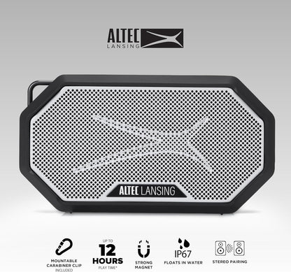 Altec Lansing x Las Vegas Raiders - Draagbare Bluetooth-luidspreker HYDRAMINI 2.0, IP67 Waterdig, 8W Uitset, 12h Speeltyd, USB-C Vinnig Laai, Stemassistent-integrasie (Las Vegas Raiders)