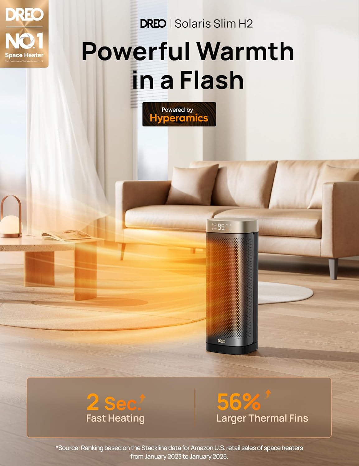 Ruimteverwarmers vir Binnegebruik Groot Kamer, 70 ° Ossillasie, Vinnige Verhitting Keramiek Elektriese m/ Digitale Termostaat, Afstandsbeheer, 1-12H Tydhouer