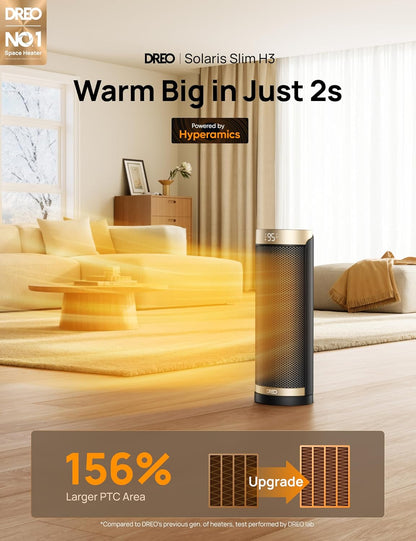 Ruimteverwarmer, 1500W elektriese verwarmers vir binnenshuise gebruik m/ Termostaat, 70° Ossillasie, 8 Veiligheidsbeskermings, 5 Modusse, Afstandbeheer, 12H Aanskakeltydhouer