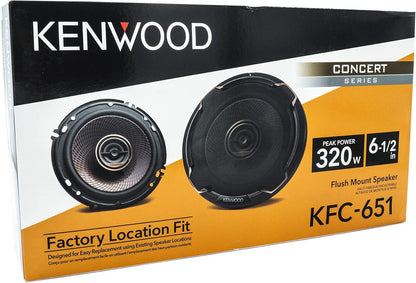 Kenwood KFC-651 Concert Series Motorklankluidsprekers (Paar) - 6.5" 2-rigtingluidsprekers, 320W (100 RMS), 4-Ohm Impedansie, Polipropileen-woofer & Gebalanseerde Koepelhoëtone