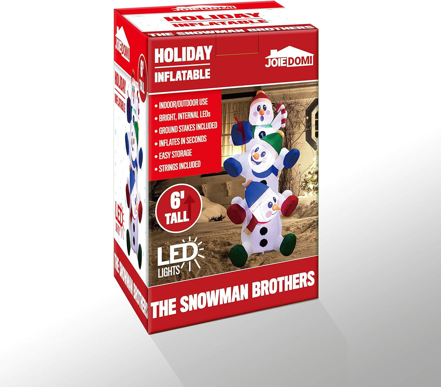 6 FT Christmas Inflatable Decoration Stacked Snowman w/ Build-in LEDs Blow Up Inflatables Décor