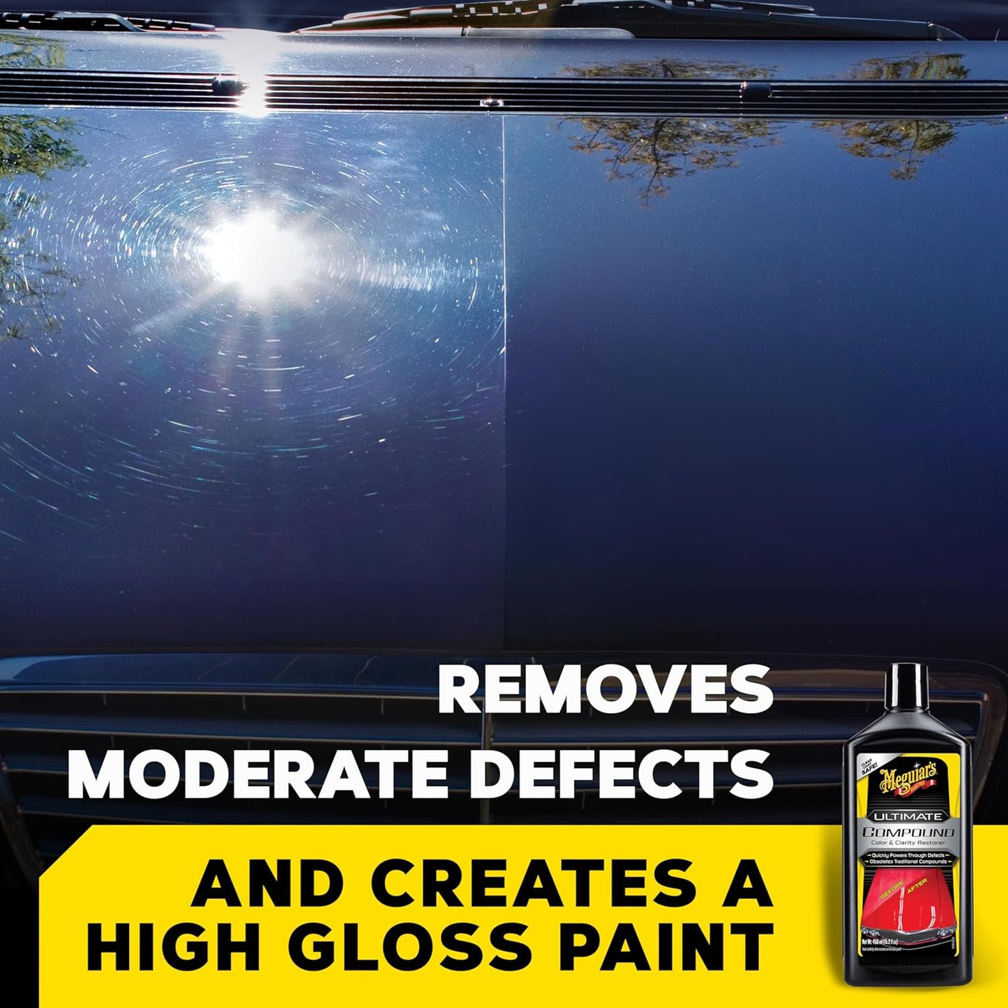 Meguiar’s Ultimate Compound, Professionele motorskraapverwyderaar vir verfkorreksie, verwyder draaikolkmerke en defekte (450 ml)