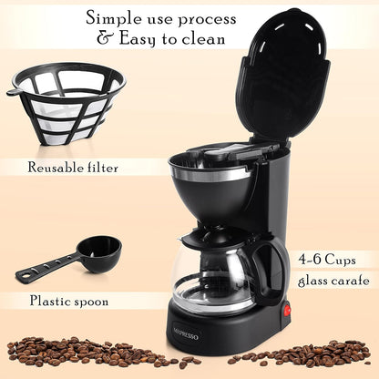 Drupkoffiemaker deur Mixpresso Coffee (6 Koppies), Swart