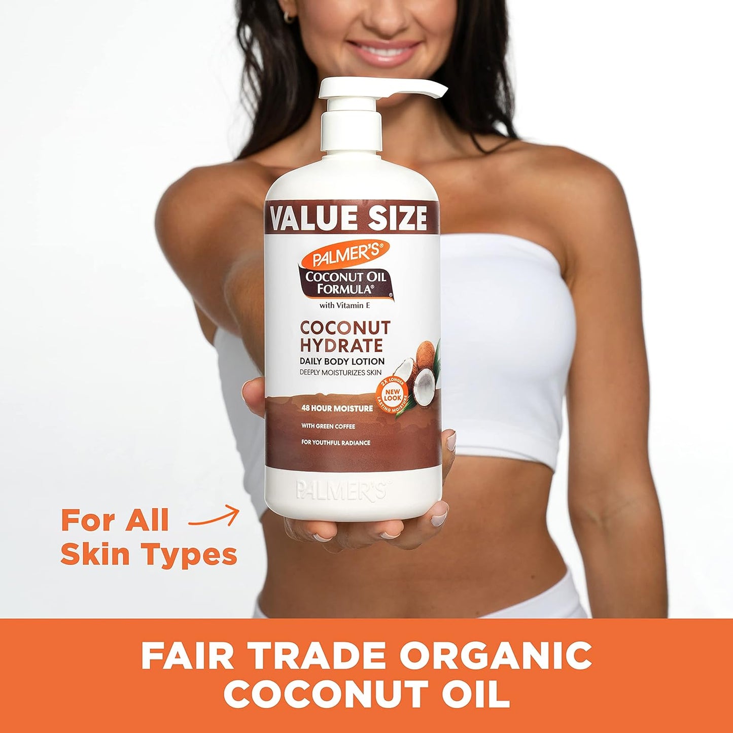 Palmer's Coconut Oil Formula Body Lotion for Dry Skin, Hand & Body Moisturizer w/ Green Coffee Extract & Vitamin E, Value Size Pump Bottle - 33.8 Fl Oz (Pack of 1)