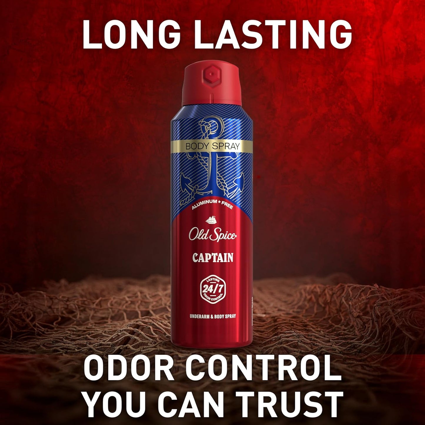 Old Spice Aluminum Free Body Spray for Men, 24/7 Odor Protection, Cologne Quality Scent, Captain w/ Bergamont Scent (Pack of 3)