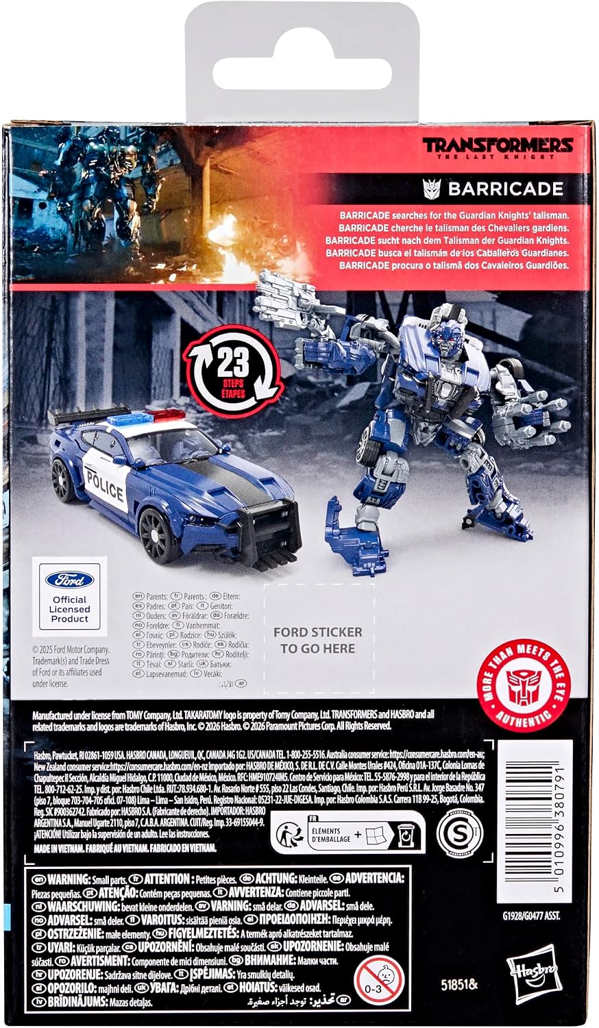 Transformers Studio Series The Last Knight Barricade Deluxe Class 4.5-Inch Converting Action Figure, Robot Toys for Ages 8+