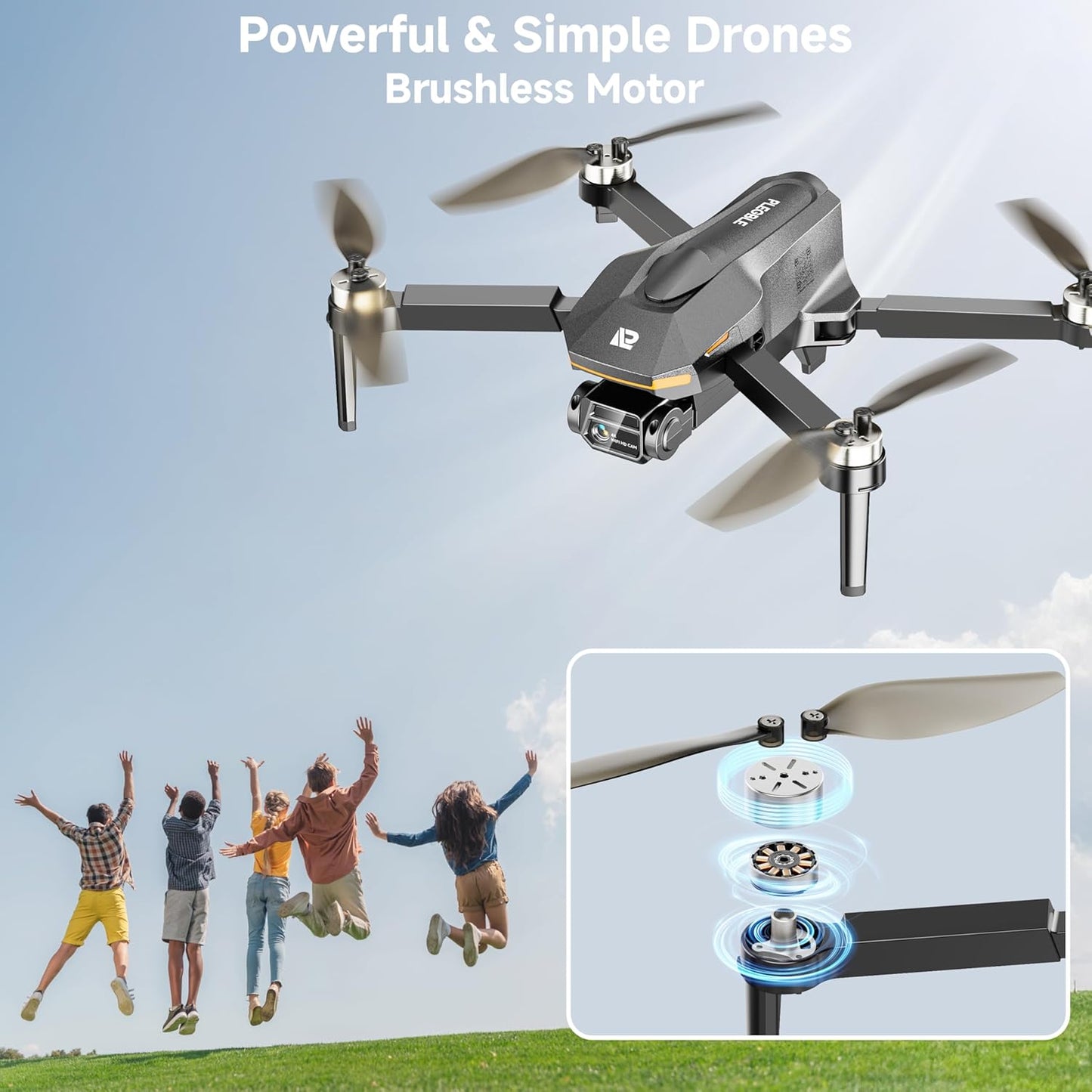 Drones w/ Camera 4K, Brushless Motor FPV Foldable Mini RC Drone for Beginners, One-Touch, WiFi, Auto Hover