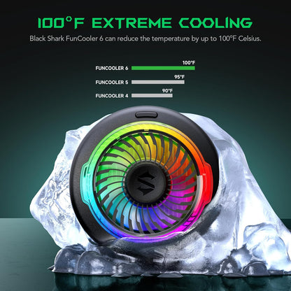 Magnetic Cell Phone Cooler for Gaming, Portable Mobile Phone Cooling Fan with RGB Light, App-Controlled Cellphone Radiator for iPhone Magnetic Series/iPad (Black)
