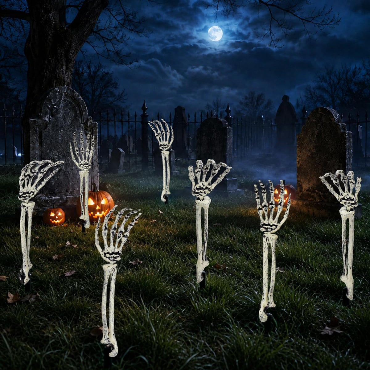 12PCS Realistic Skeleton Hands Stakes, Halloween Outdoor Yard Lawn Decor