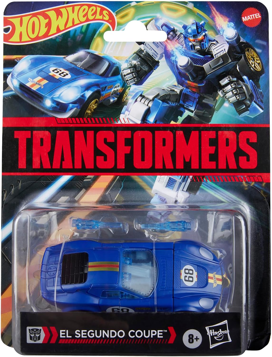 Transformers Collaborative Hot Wheels® x El Segundo Coupe, Deluxe Class 5-Inch Robot Action Figure Converts to Race car (Ages 8+)