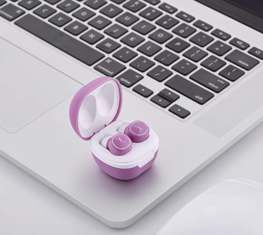 Altec Lansing Nanobuds – Ware Draadlose Oorfone met Laaistasie, TWS Waterdigte Bluetooth Oorfone met Aanraakbeheer vir Reis, Sport, Hardloop, Werk (Perserige Pienk)