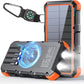 Solar Charger Power Bank 49800mAh Wireless Charger QC 3.0 Fast Charging Power Bank 8 Outputs 4 Inputs Solar Portable Charger Compatible with All Mobile Devices,SOS/Strobe/Strong Flashlights (orange)