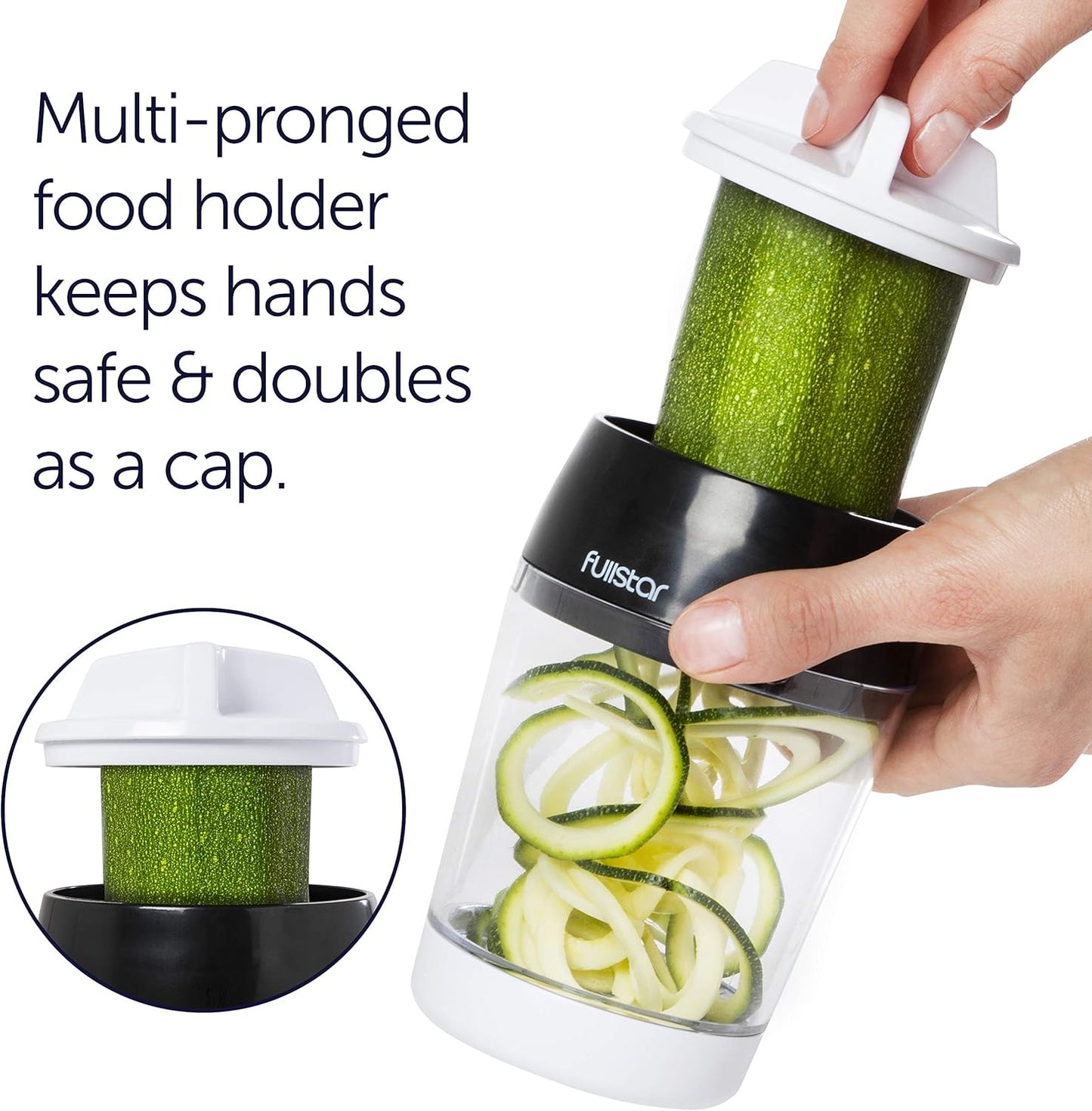 Fullstar Mandoline Râpe Spirale et Coupe-légumes, Machine à Nouilles de Courgettes, Hachoir à Oignons et Aliments, Coupe-spirales et Râpe à Légumes (4 en 1)