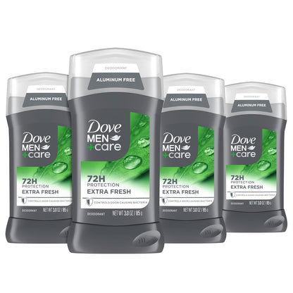 Dove Men Deodorant Stick for Men Extra Fresh Aluminum Free 72-Hour Odor Protection - 3 oz (4CT)