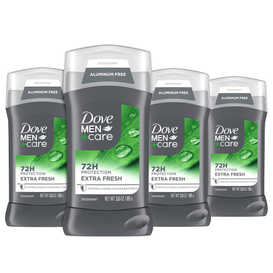 Dove Men Deodorant Stick for Men Extra Fresh Aluminum Free 72-Hour Odor Protection - 3 oz (4CT)