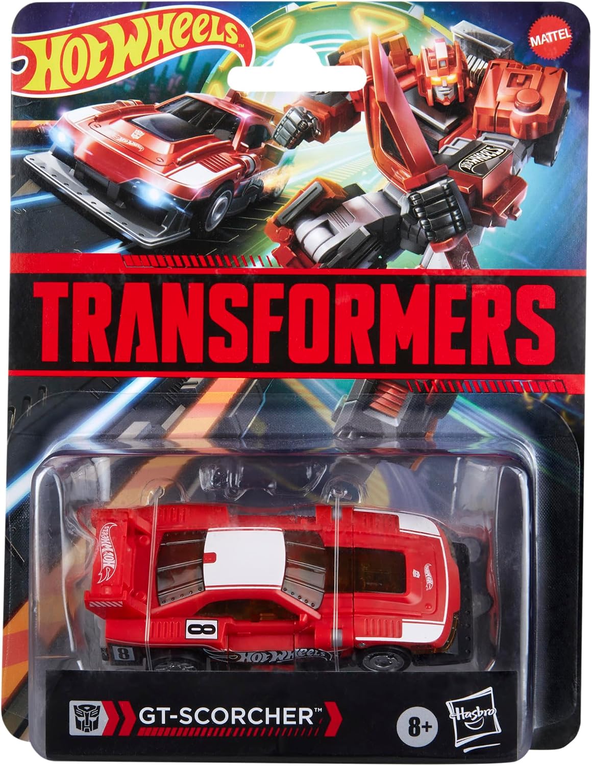 Transformers Collaborative Hot Wheels® x GT-Scorcher, Deluxe Class 5-Inch Robot Action Figure Converts to Race car (Ages 8+)