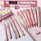 Rose Series Gel Pens, Cute Writing Pens w/ Black & Pink Ink, 0.5 mm Smooth Fine Point School Office Supplies Aesthetic Desk Accessories for Women - Set of 12
