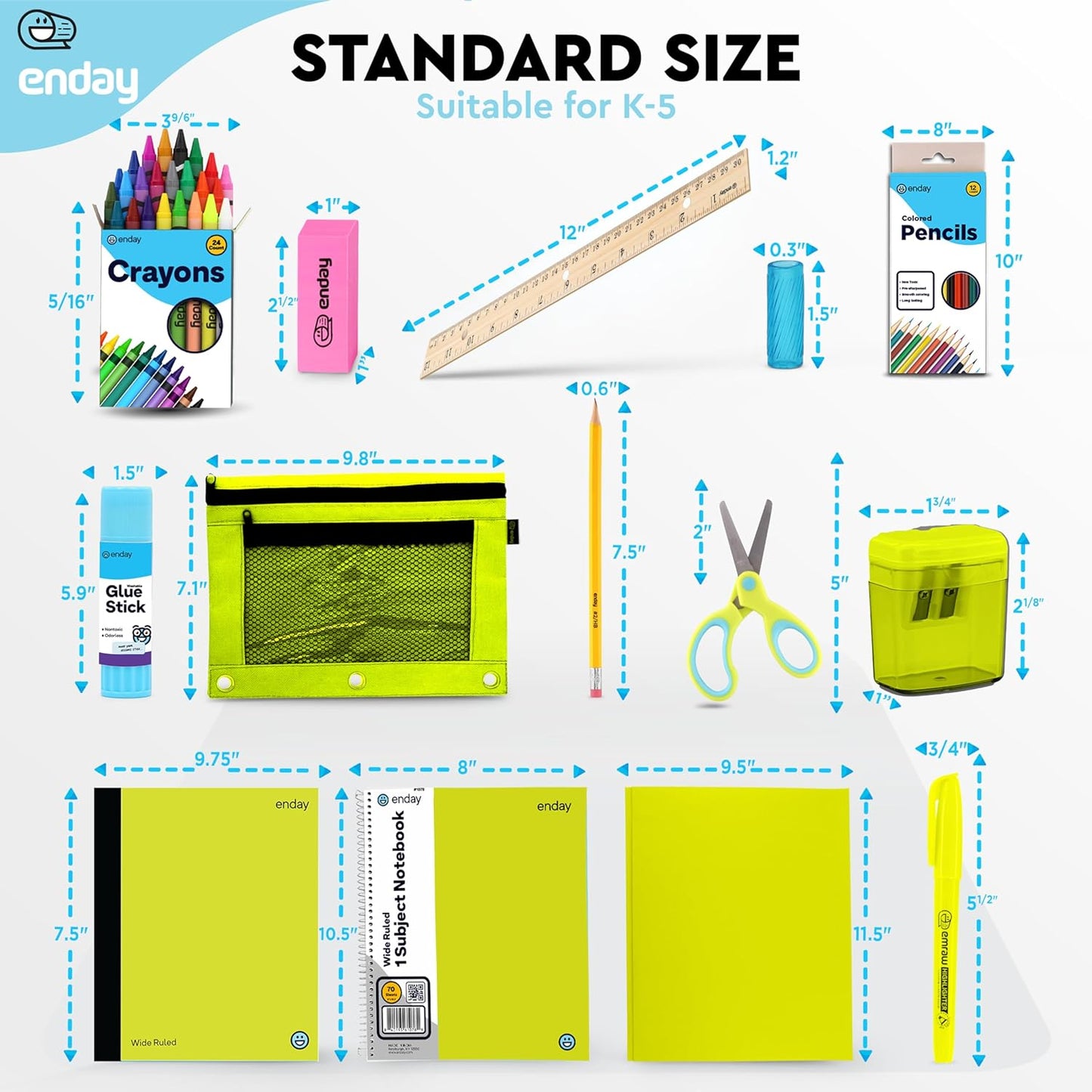 Back to School Supplies for Kids, Green School Supply Box Premium Quality Kids School Supplies Kit, Kindergarten School Supplies for Girls and Boys, 78 Piece Set