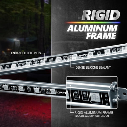 Aura Pro RGB Aluminum Truck Underglow Kit w/ App & Remote Control Waterproof 1-Piece Rigid Bars, 4PC Multicolor Music Sync Lighting, Exterior.