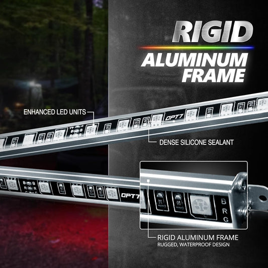 Aura Pro RGB Aluminum Truck Underglow Kit w/ App & Remote Control Waterproof 1-Piece Rigid Bars, 4PC Multicolor Music Sync Lighting, Exterior.