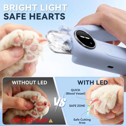 2-in-1 Quiet Electric Pet Nail Clipper Grinder w/ Light for Dogs Cats Dual LED Lights,3-Speed Grinder,Nail Clipping Splash Guard,Type-C Rechargeable - (Blue)