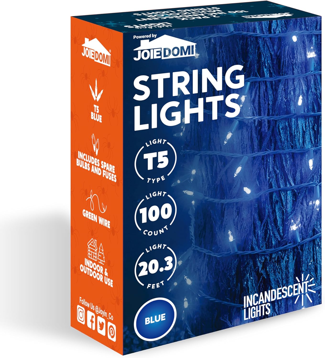Blue Christmas String Lights,100 CT/  22.3FT Fairy Tree Lights Plug Decorations - Green Wire