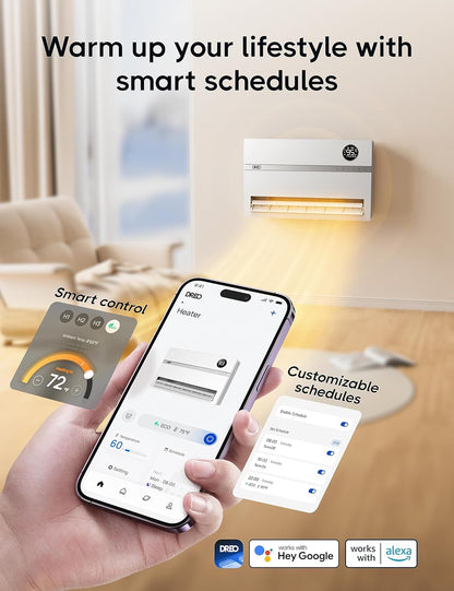 Dreo Slimline Slim Verhitter, Elektriese Ruimteverwarmer 1500W, 120° Vertikale Ossillasie, Verstelbare Termostaat, Afstandsbeheer, 24H-tydhouer Werk met Alexa