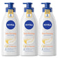 NIVEA Sheer Hydration Skin Firming Body Lotion with Q10 and Vitamin C, 72-Hour Body Moisturizer for Normal to Dry Skin, 16.9 Fl Oz Pump Bottle, Pack of 3