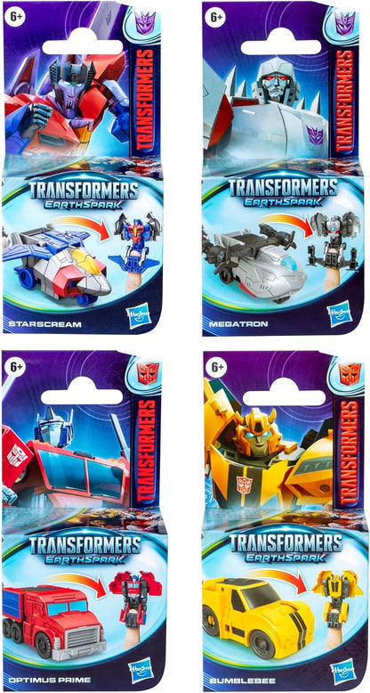 Transformers EarthSpark Tacticon Bundle, Set of 4 Mini Robot Action Figures, Converts in 1 Step, Interactive Fidget Toys for Boys and Girls Ages 6 and Up (Amazon Exclusive)