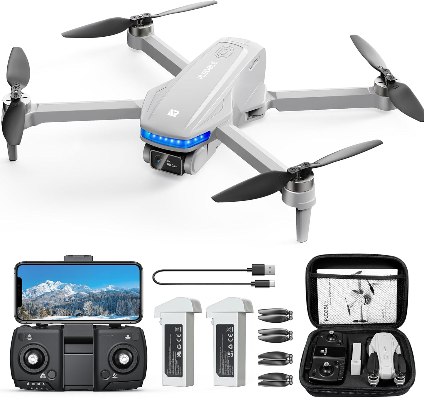 Drones w/ GPS Camera 4K, Brushless Motor FPV Auto Return - Foldable Drone