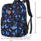 26L Backpack for School, College, and Travel: Water Resistant Bookbag with 8 Compartments - Butterfly Black
