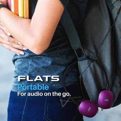 JVC Flats On-Ear Wired Headphones - Flat Foldable Design - 30mm - Violet