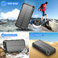 Solar Charger Power Bank 49800mAh Wireless Charger QC 3.0 Fast Charging Power Bank 8 Outputs 4 Inputs Solar Portable Charger Compatible with All Mobile Devices,SOS/Strobe/Strong Flashlights (Black)
