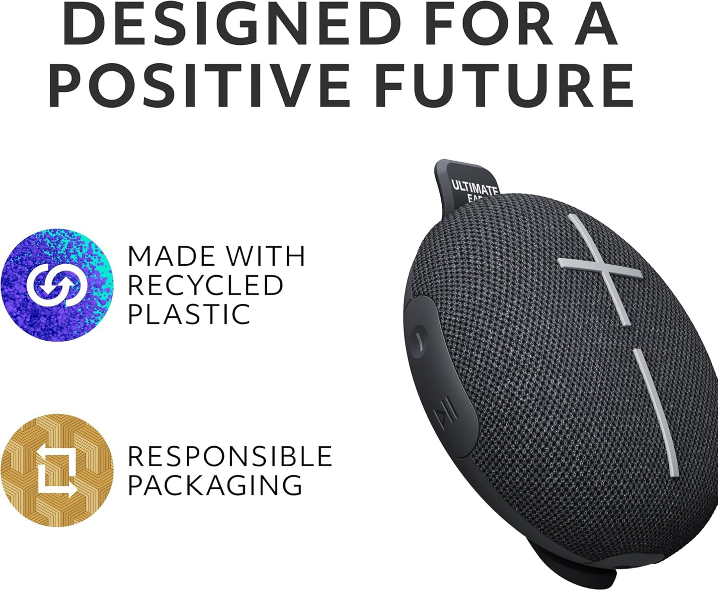 Ultimate Ears MINIROLL Ultra-Portable Waterproof Bluetooth Speaker, Big Bass, IP67 Dustproof, 131 ft (40 m) Range - Gentle Black