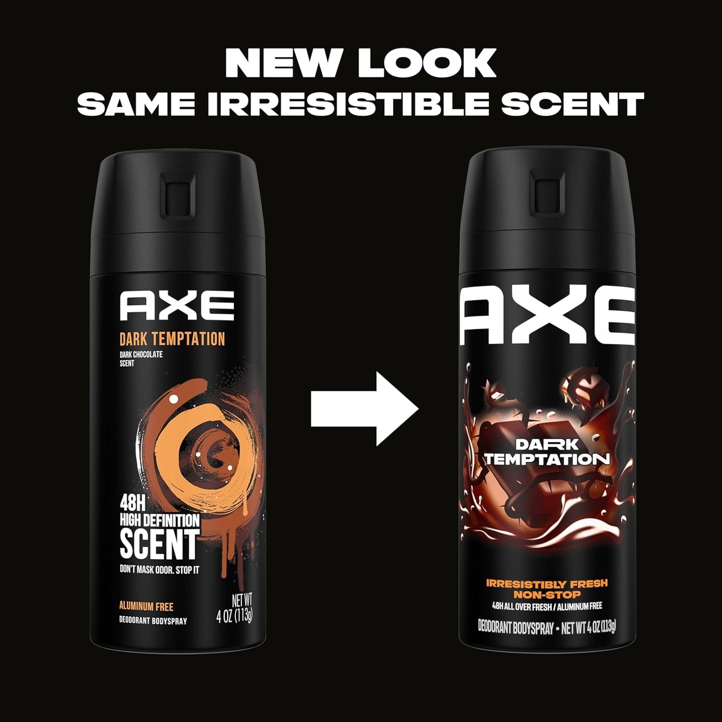 AXE Body Spray Deodorant Dark Temptation for Long Lasting Odor Protection Deodorant for Men Formulated Without Aluminum - 4.0 oz (Pack of 2)