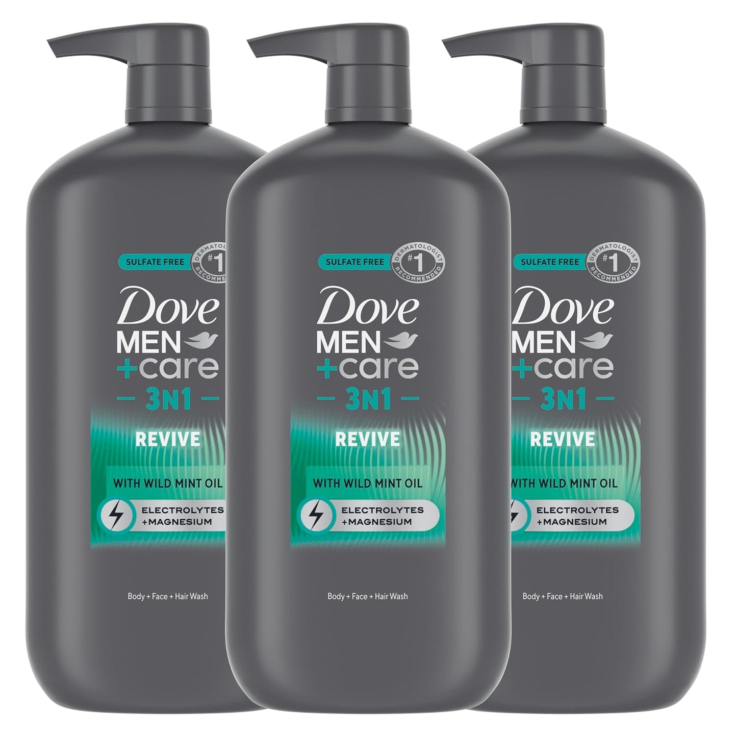 Dove Men Body and Face Wash w/ Wild Mint Oil with 24-Hour Nourishing Micromoisture - 30 oz (3CT)