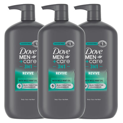 Dove Men Body and Face Wash w/ Wild Mint Oil with 24-Hour Nourishing Micromoisture - 30 oz (3CT)