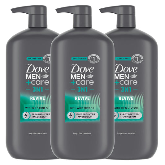 Dove Men Body and Face Wash w/ Wild Mint Oil with 24-Hour Nourishing Micromoisture - 30 oz (3CT)