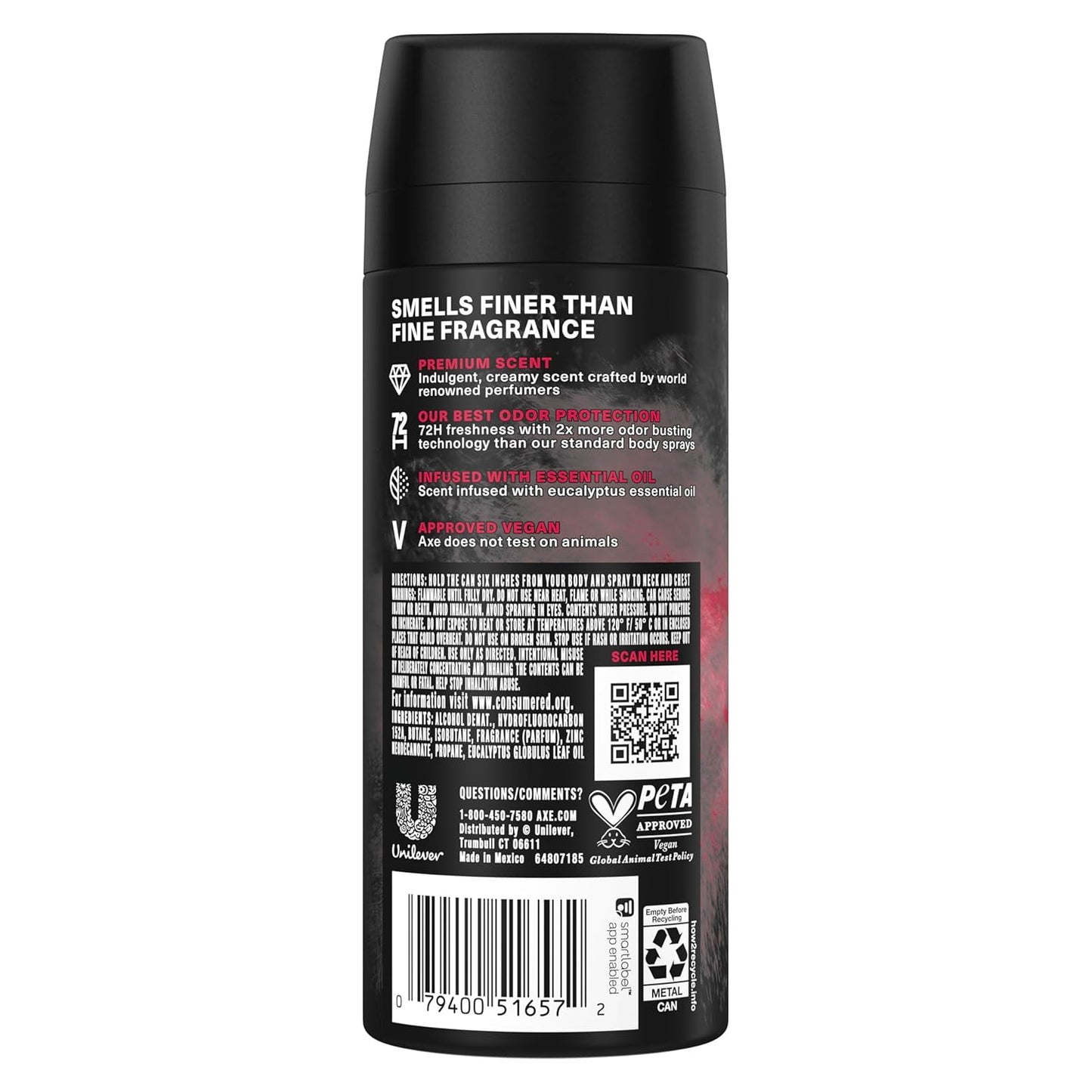 Axe Deodorant Body Spray Cherry Spritz Fine Fragrance Aluminum Free - 4.0 oz (Pack of 3)