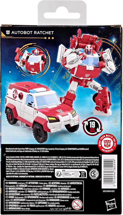 Transformers Age of the Primes Autobot Ratchet, Deluxe Class 5.75-inch Converting Action Figure, Robot Toys for Ages 8+