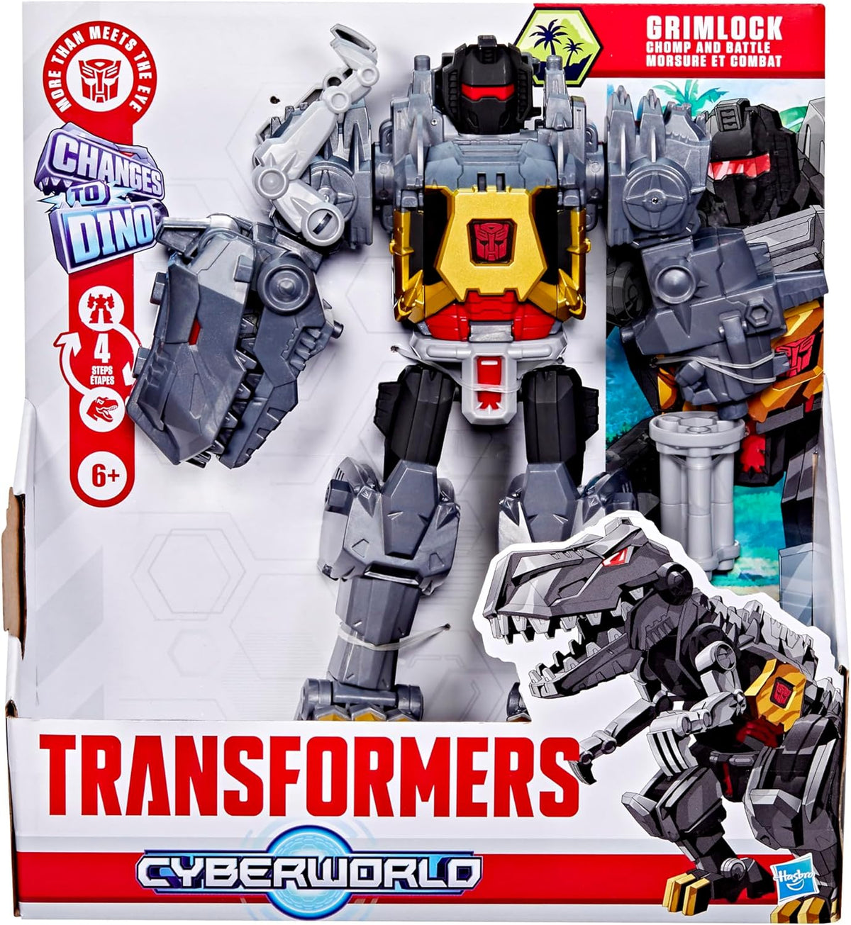Transformers Cyberworld Grimlock Chomp & Battle 9-Inch Action Figure, Quick Change to Dino Mode, Robot Toys (6+ Years)